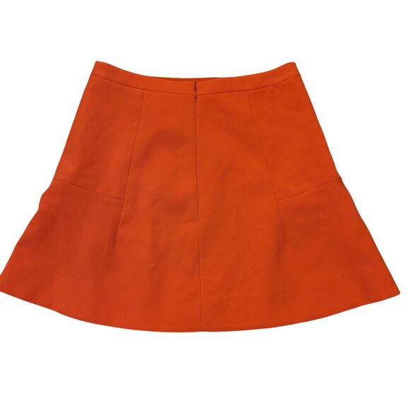J Crew Melon Orange Flared Skirt 4 B0314 Fluted Double Crepe Tulip Flippy Skater - Picture 3 of 5